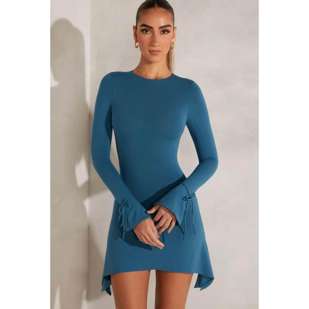 Oh Polly Teal Long Sleeve Dress